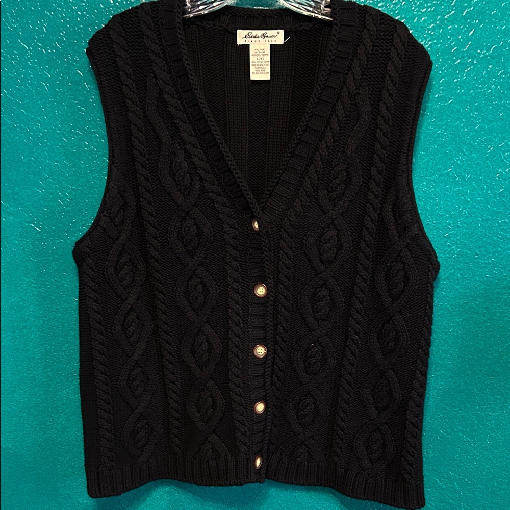 VINTAGE Eddie Bauer  Cable Knit Sweater Vest